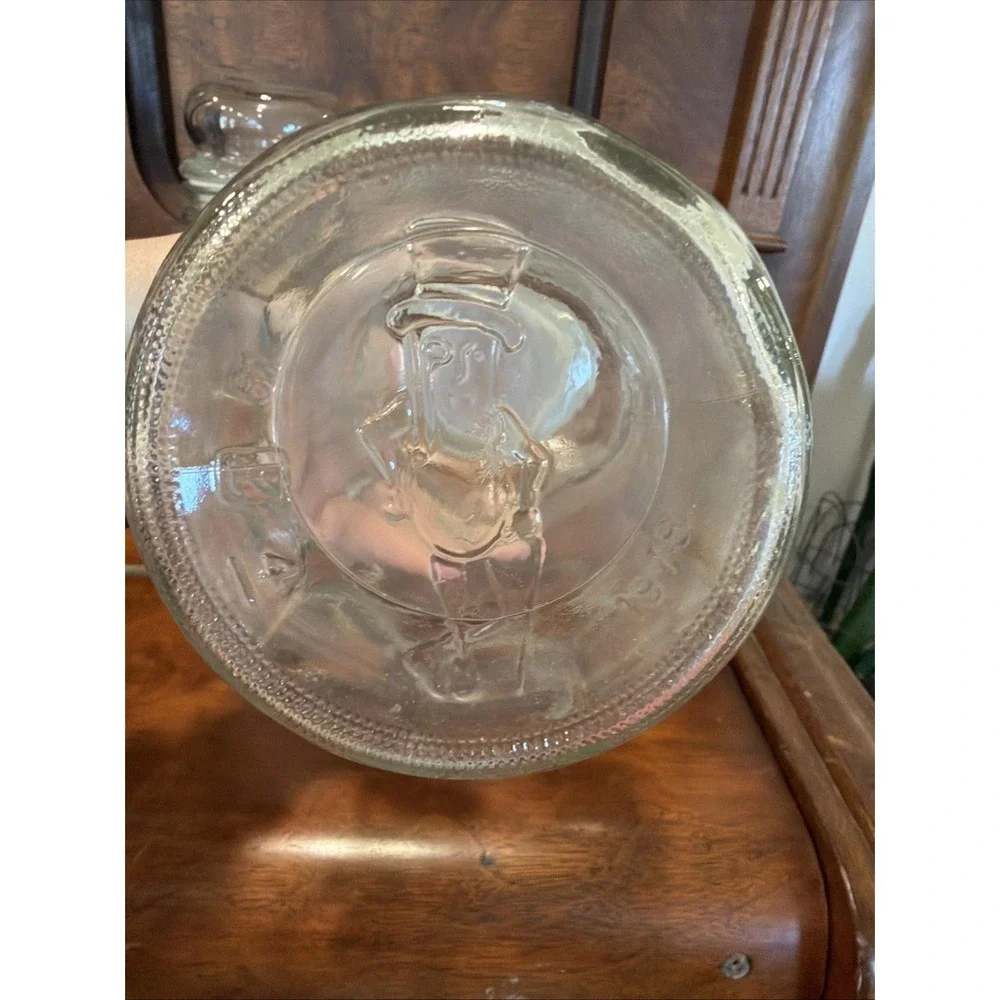 2‎ Vintage Planters Peanuts Glass Jars 1978 & 1982 With Glass Lids 81/2